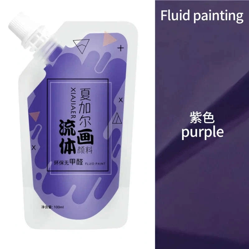 100ml Multi-Colour Fluid Acrylic Paint Bag-emerald green / CHINA / single color