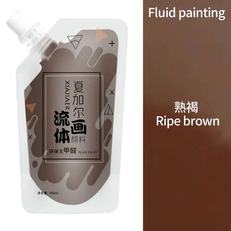 100ml Multi-Colour Fluid Acrylic Paint Bag-emerald green / CHINA / single color