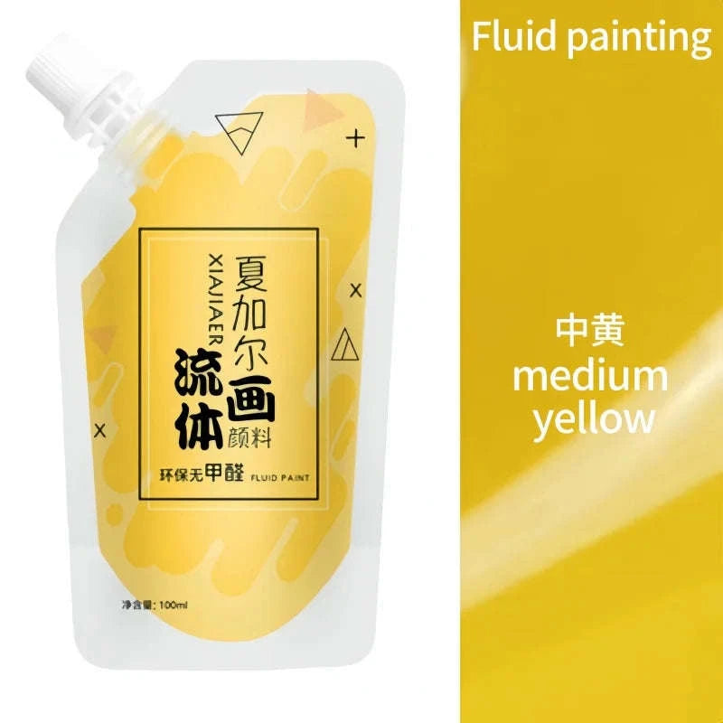 100ml Multi-Colour Fluid Acrylic Paint Bag-emerald green / CHINA / single color