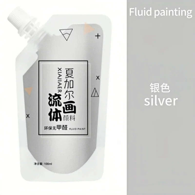 100ml Multi-Colour Fluid Acrylic Paint Bag-emerald green / CHINA / single color