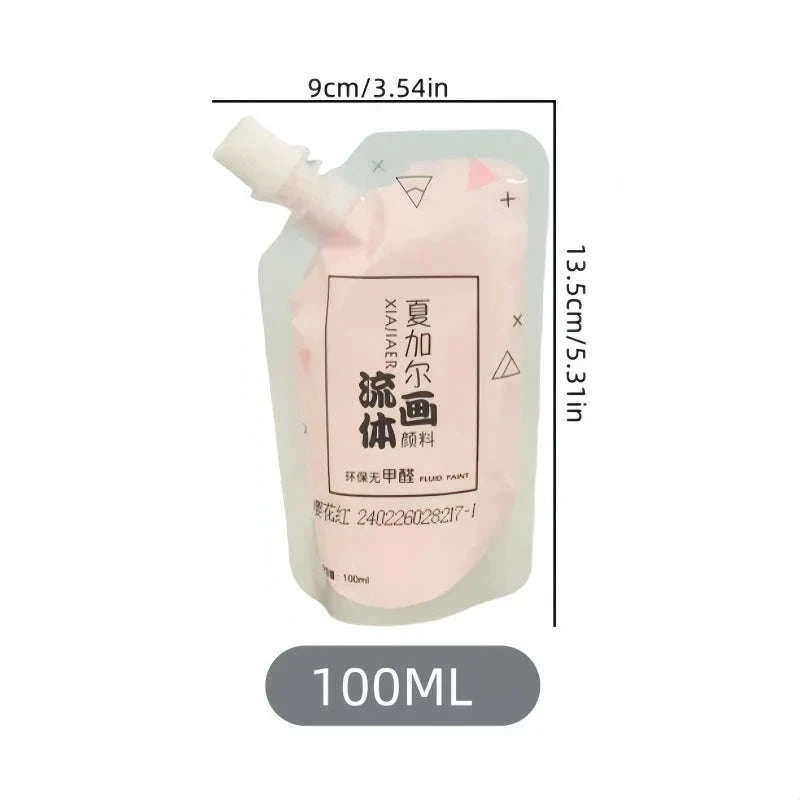 100ml Multi-Colour Fluid Acrylic Paint Bag-emerald green / CHINA / single color