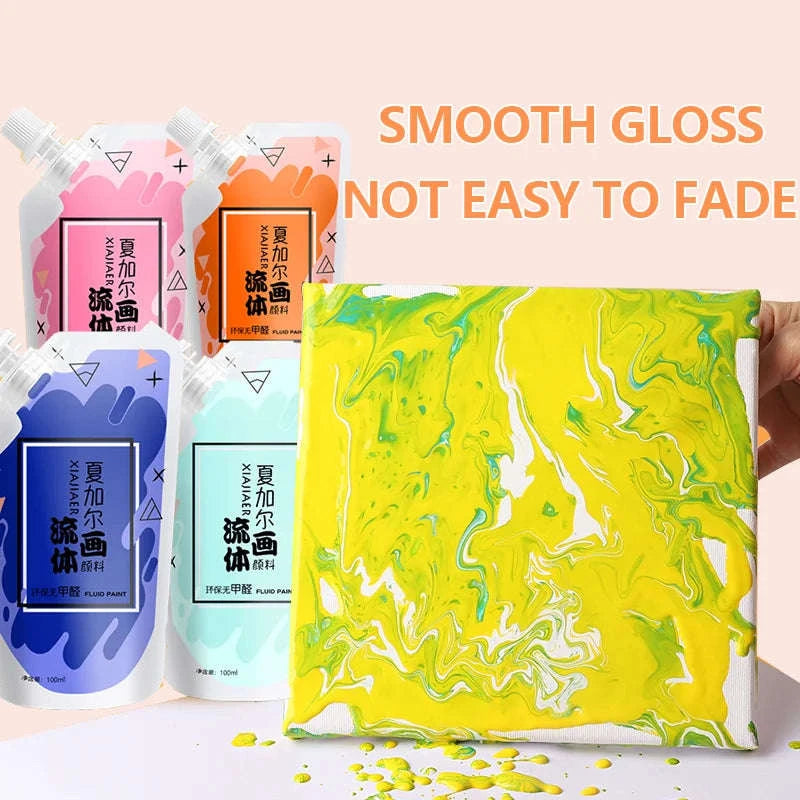 100ml Multi-Colour Fluid Acrylic Paint Bag-emerald green / CHINA / single color