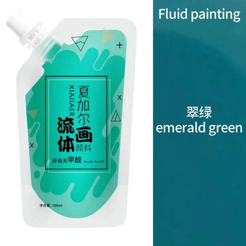 100ml Multi-Colour Fluid Acrylic Paint Bag-emerald green / CHINA / single color