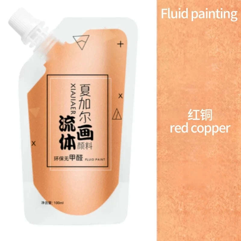 100ml Multi-Colour Fluid Acrylic Paint Bag-emerald green / CHINA / single color