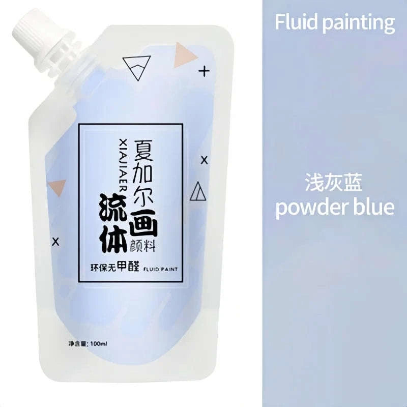 100ml Multi-Colour Fluid Acrylic Paint Bag-emerald green / CHINA / single color