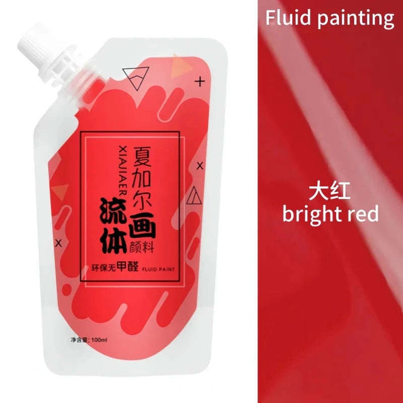 100ml Multi-Colour Fluid Acrylic Paint Bag-emerald green / CHINA / single color