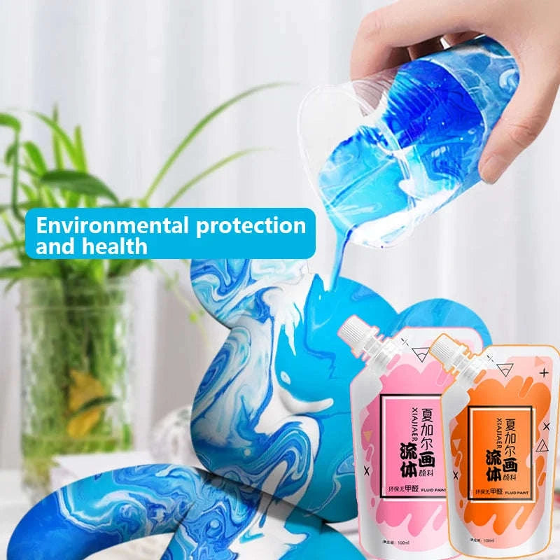 100ml Multi-Colour Fluid Acrylic Paint Bag-emerald green / CHINA / single color