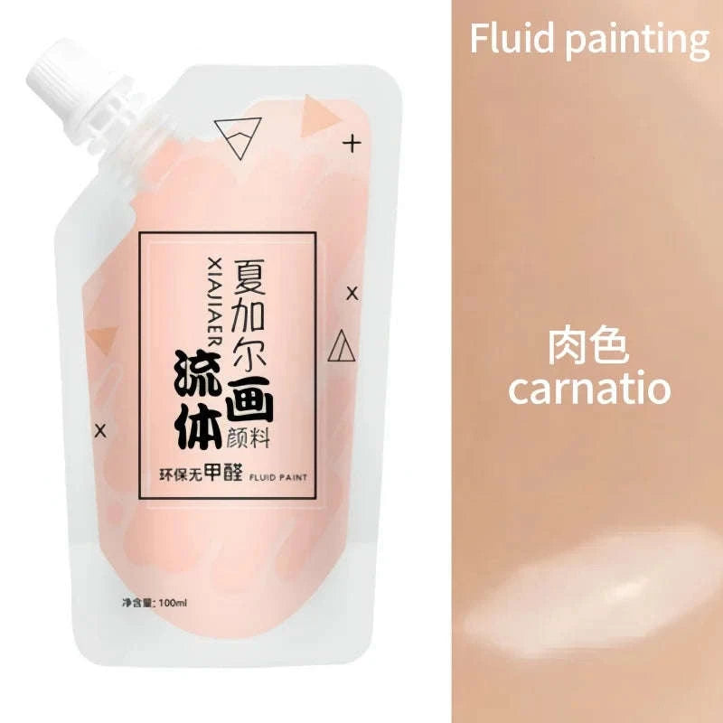 100ml Multi-Colour Fluid Acrylic Paint Bag-emerald green / CHINA / single color