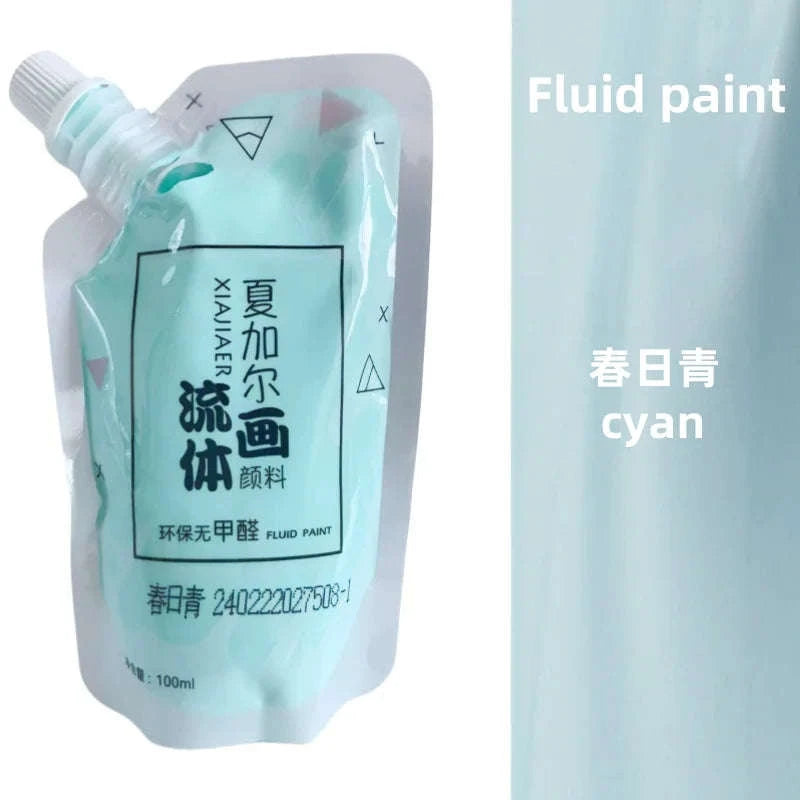 100ml Multi-Colour Fluid Acrylic Paint Bag-emerald green / CHINA / single color