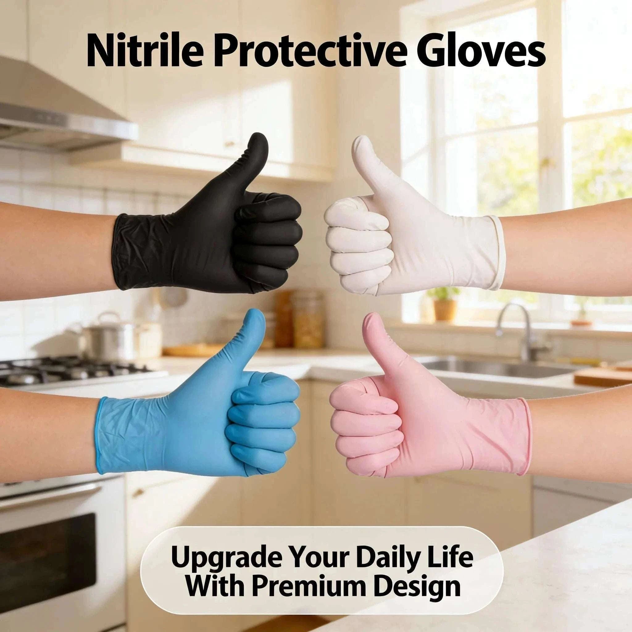100PCS Black Disposable Cleaning Gloves for Salon, Tattoo & Dishwashing-Pink / M / United States