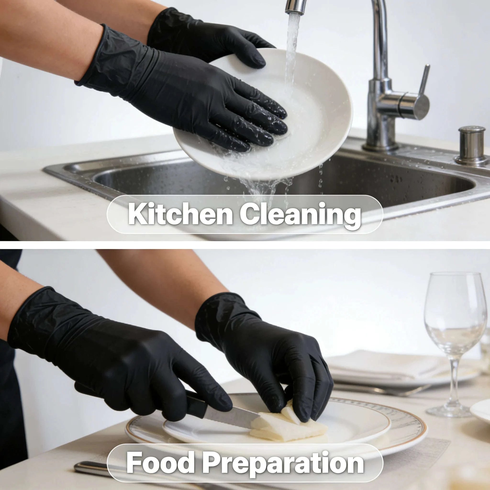 100PCS Black Disposable Cleaning Gloves for Salon, Tattoo & Dishwashing-Pink / M / United States