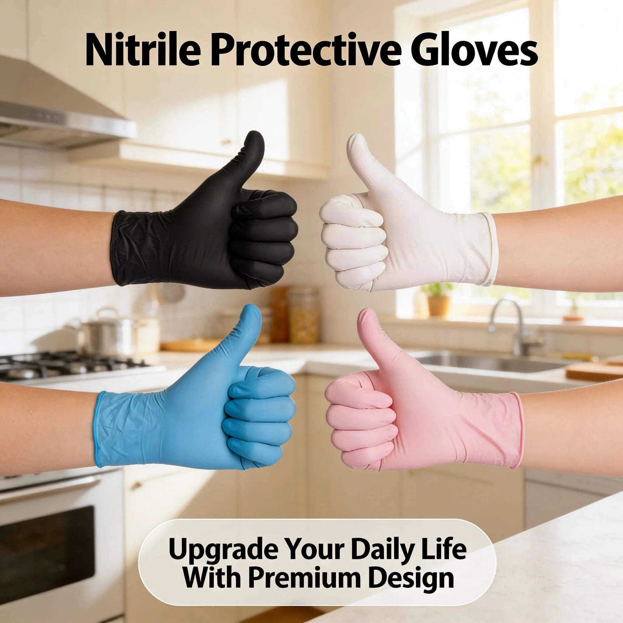 100PCS Black Disposable Cleaning Gloves for Salon, Tattoo & Dishwashing-Pink / M / United States