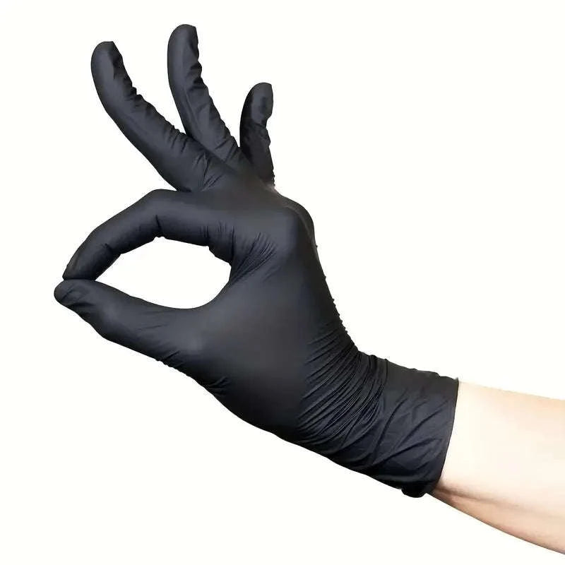 100pcs Disposable Kitchen Gloves 25x13cm Food Contact Safe Black-United States
