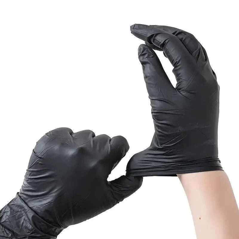 100pcs Disposable Kitchen Gloves 25x13cm Food Contact Safe Black-United States