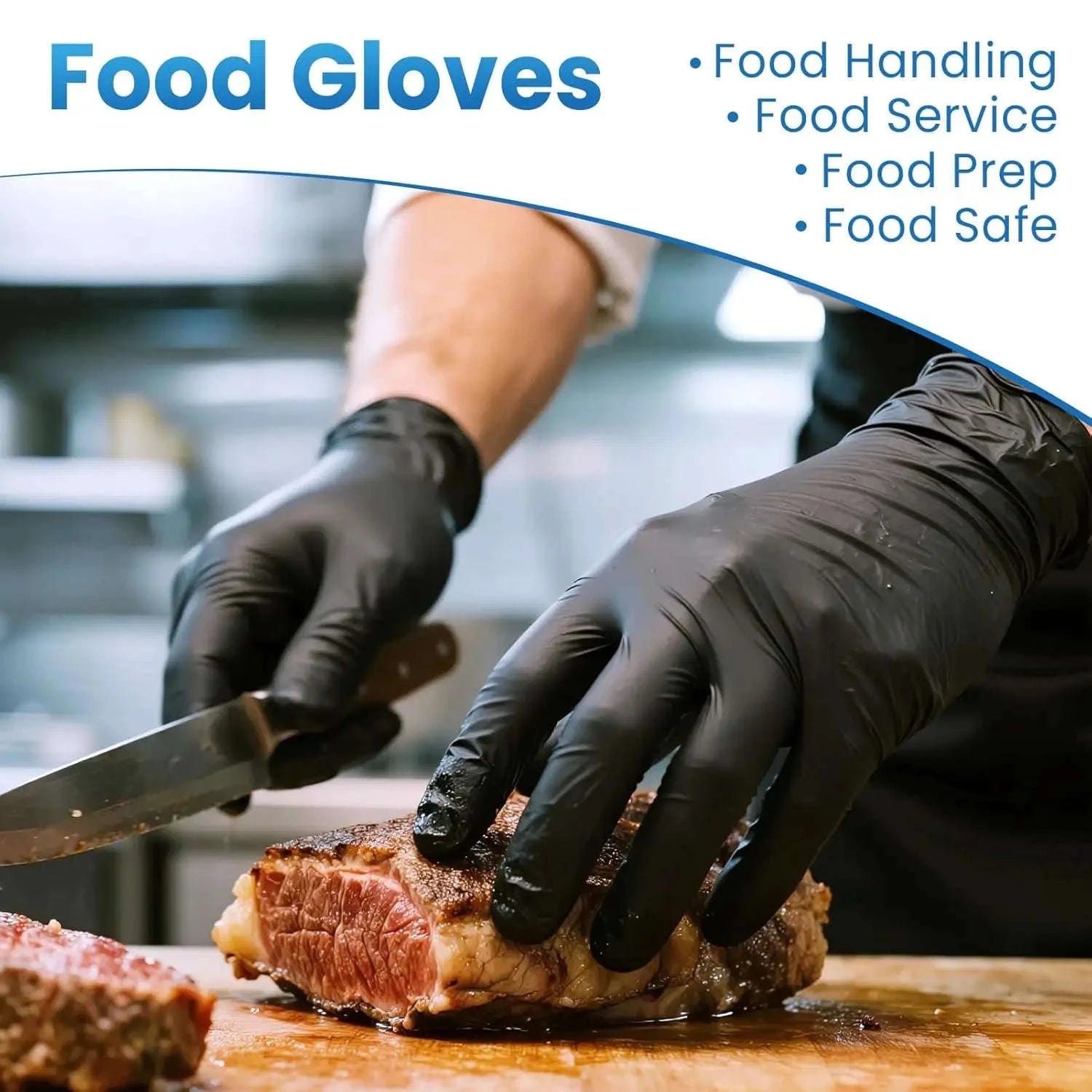 100pcs Disposable Kitchen Gloves 25x13cm Food Contact Safe Black-United States