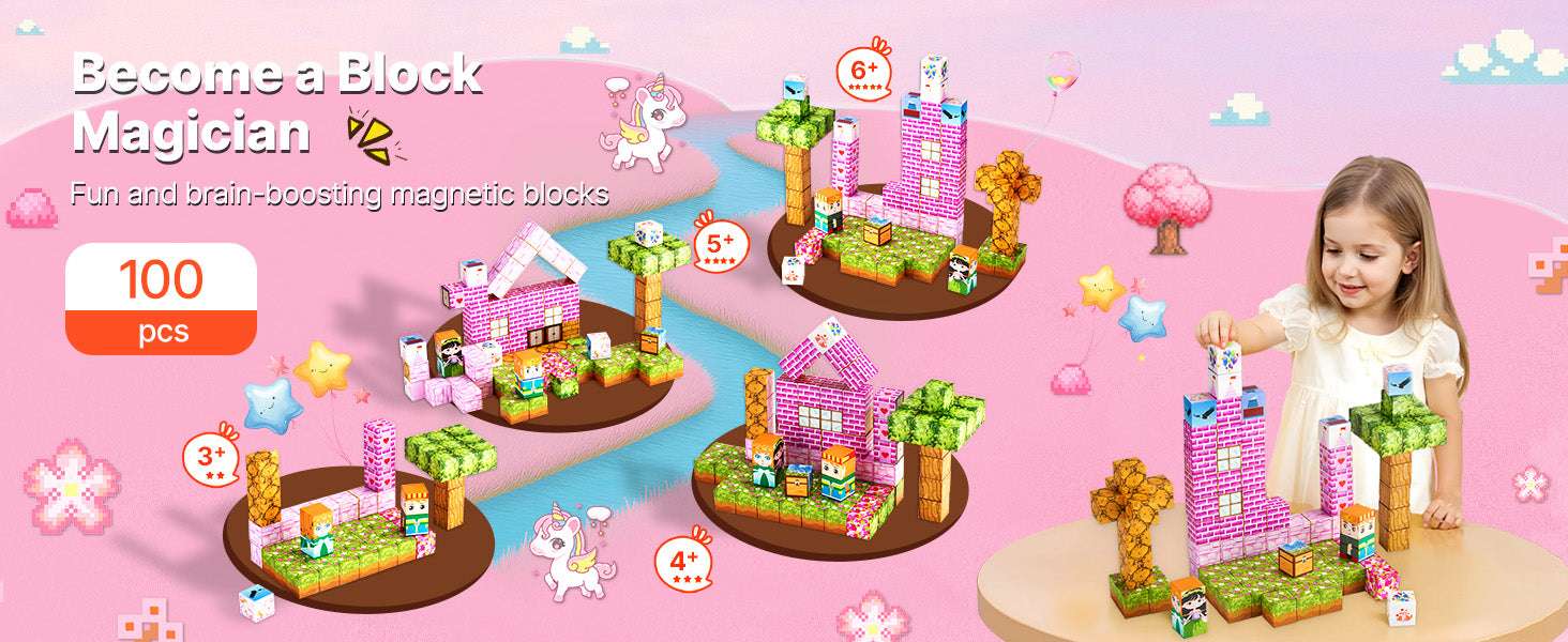 100PCS Magnetic Building Blocks Princess Castle STEM Toy Set-100 pcs / france