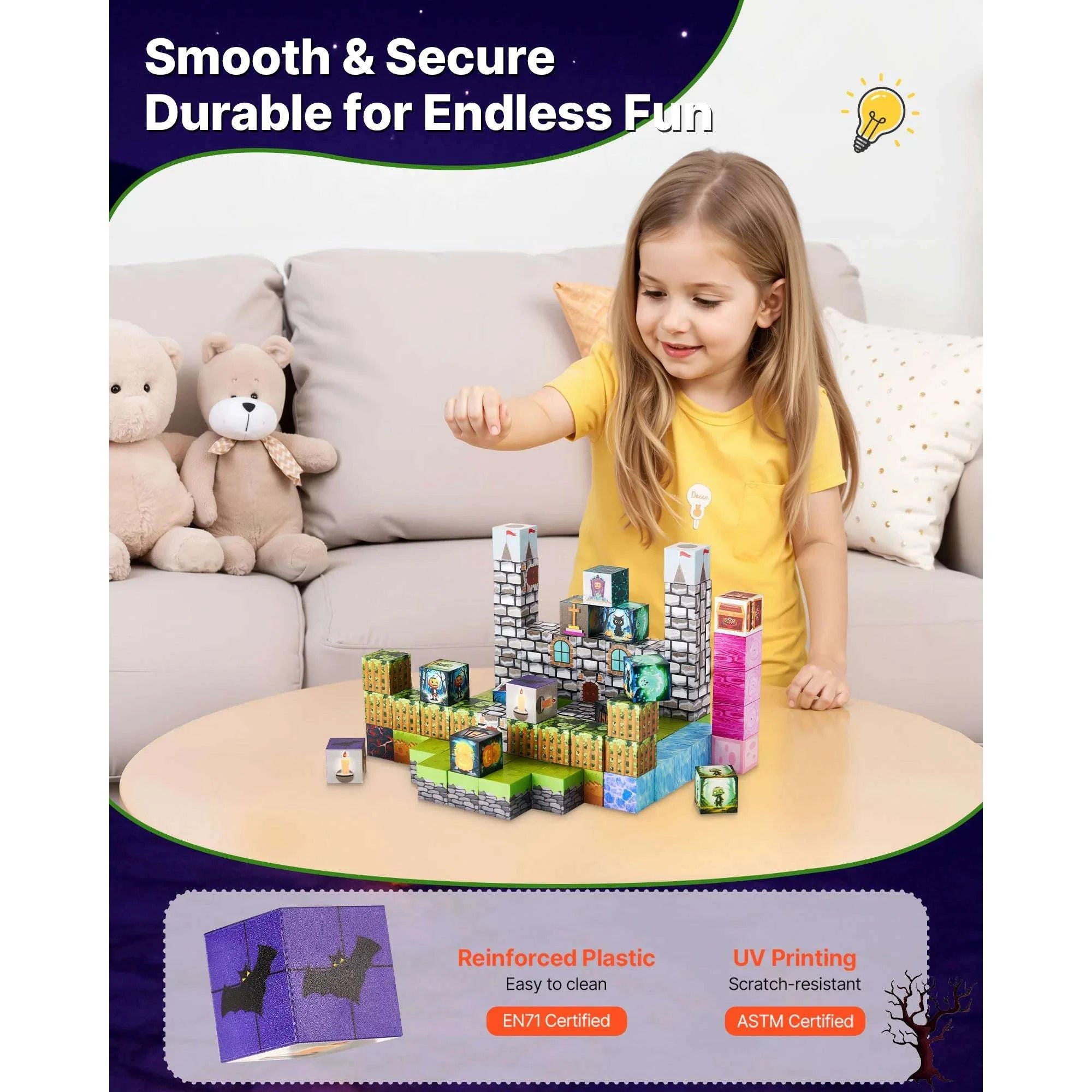 100PCS Magnetic Building Blocks Set for Kids Creative Play-100pcs / UNITED KINGDOM