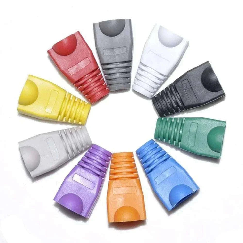 100pcs RJ45 Cable Boots for CAT5E and CAT6 Connectors-Yellow