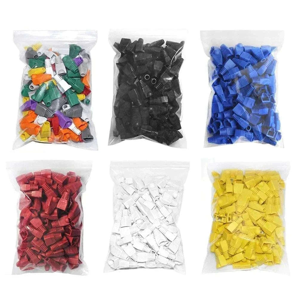 100pcs RJ45 Cable Boots for CAT5E and CAT6 Connectors-Yellow