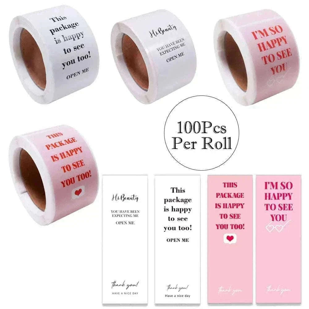 100pcs Thank You Stickers Roll for Small Business Packaging-Style03