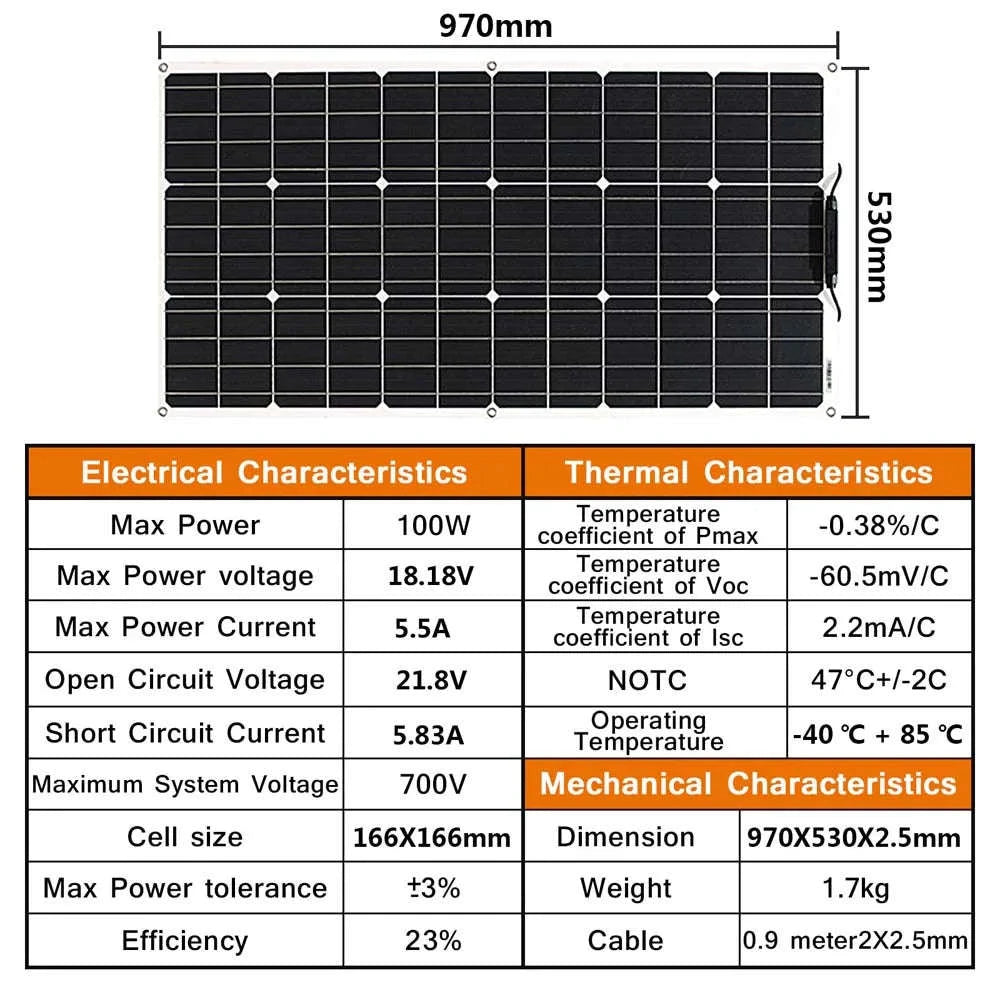 100W Flexible Monocrystalline Solar Panel 12V/24V-100w solar panel / Russian Federation