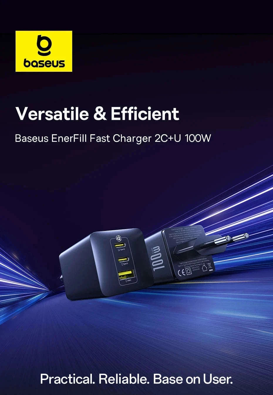 100W GaN Fast Charger 2C+U-US Plug White / China Mainland