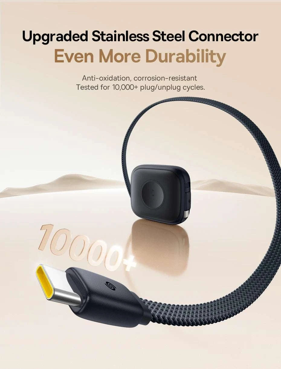 100W Retractable USB-C Fast Charging Cable with Magnetic Design-White / 0.9m / Type-C to Type-C