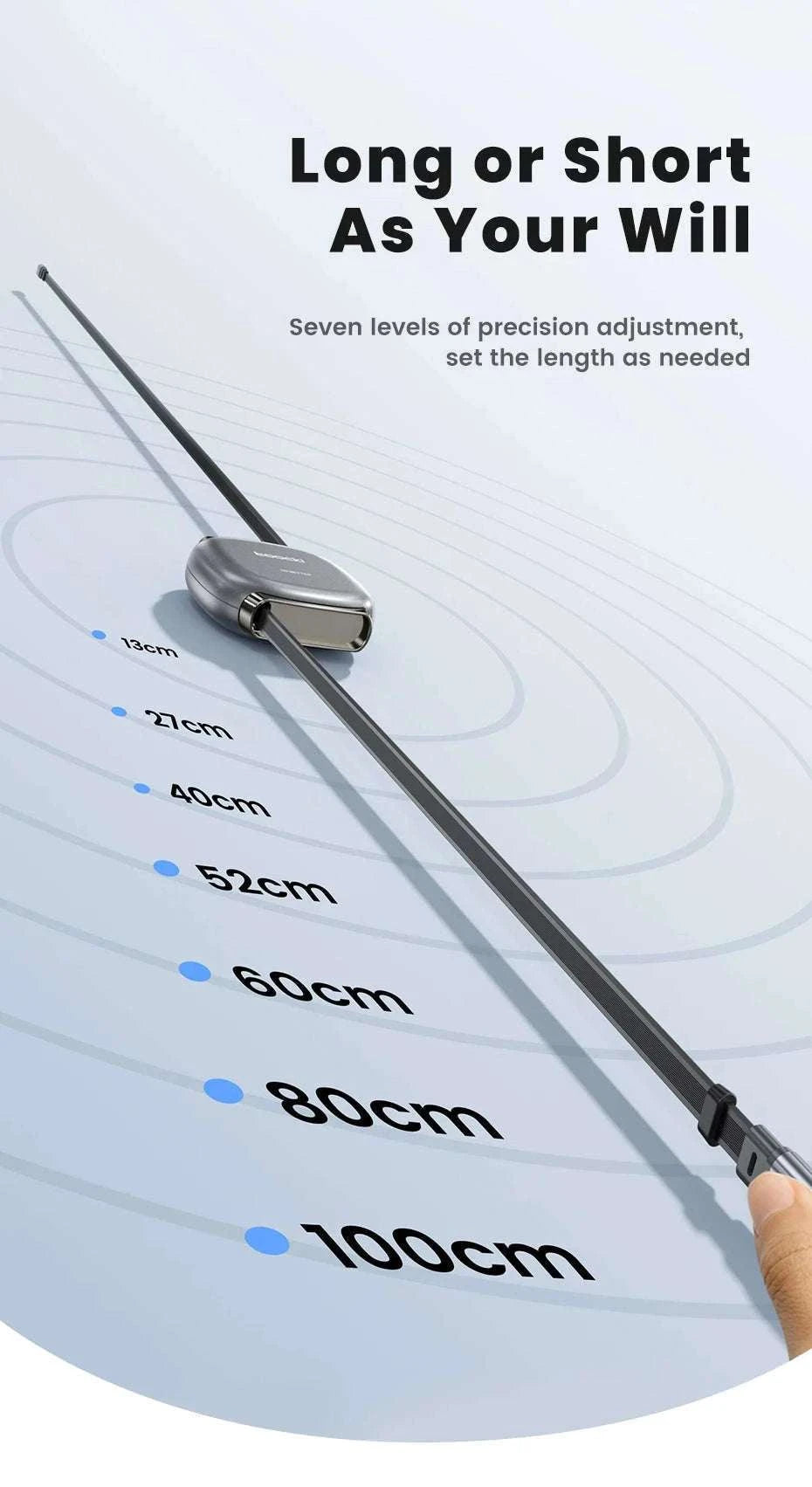 100W Retractable USB-C Fast Charging Cable with Magnetic Storage-Grey / 1m