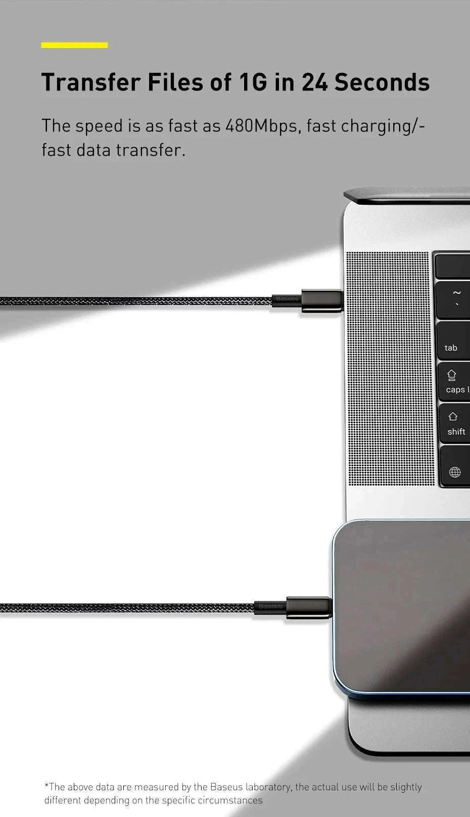100W USB-C Fast Charging Cable for iPhone 15, MacBook, Samsung-Black / 2m