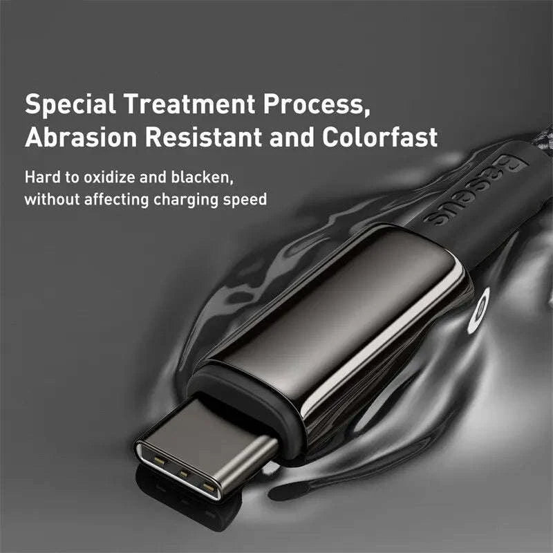 100W USB-C Fast Charging Cable for iPhone 15, MacBook, Samsung-Black / 2m