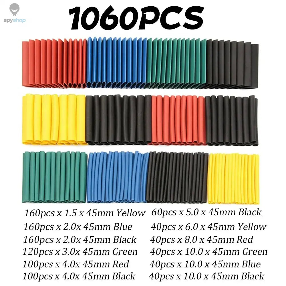 1060/530/127PCS Heat Shrink Tubing kit 2:1 Shrinkable Wire Shrinking Wrap Wire Connect Cover Cable Repair Protection Spy-shop.com
