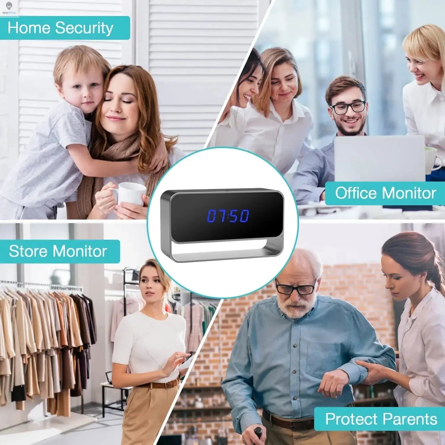 1080P Mini Camera Clock Wireless Clocks Cameras HD WiFi Covert Surveillance Security Cam Night Vision 12/24 Hour Detection Alert Spy-shop.com