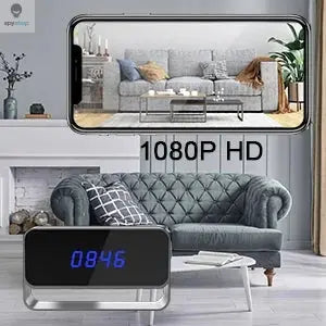 1080P Mini Camera Clock Wireless Clocks Cameras HD WiFi Covert Surveillance Security Cam Night Vision 12/24 Hour Detection Alert Spy-shop.com