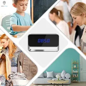 1080P Mini Camera Clock Wireless Clocks Cameras HD WiFi Covert Surveillance Security Cam Night Vision 12/24 Hour Detection Alert Spy-shop.com