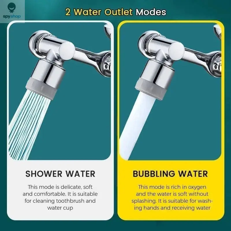 1080° Rotatable Extension Faucet Sprayer Head 2 Spray Modes Universal Bathroom Tap Extend Adapter Aerator Spy-shop.com