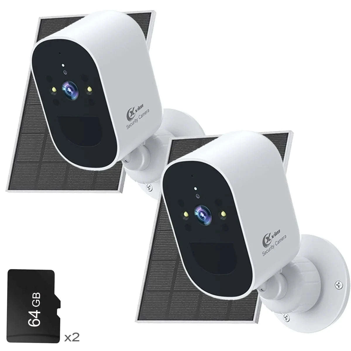 1080P 2-Pack Solar Security Camera Wireless Outdoor Battery Powered-2Pack Cam NO Card / UK Plug