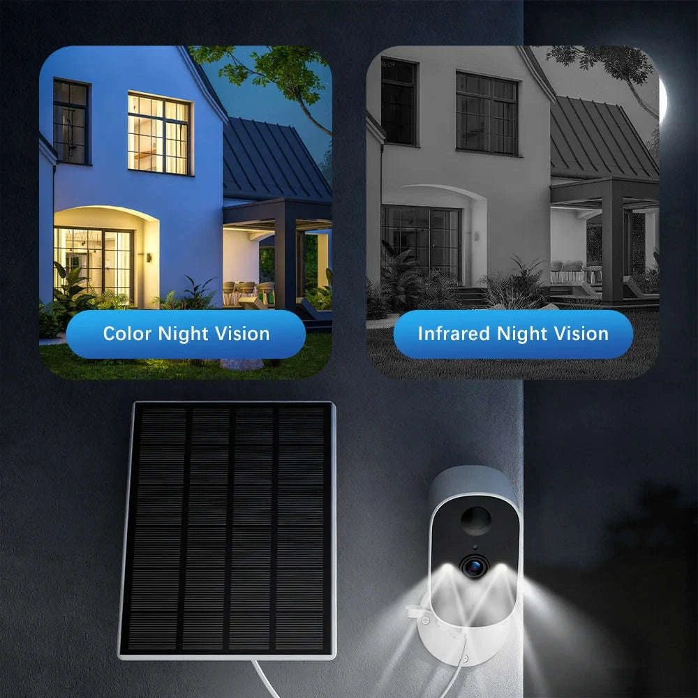 1080P 2-Pack Solar Security Camera Wireless Outdoor Battery Powered-2Pack Cam NO Card / UK Plug
