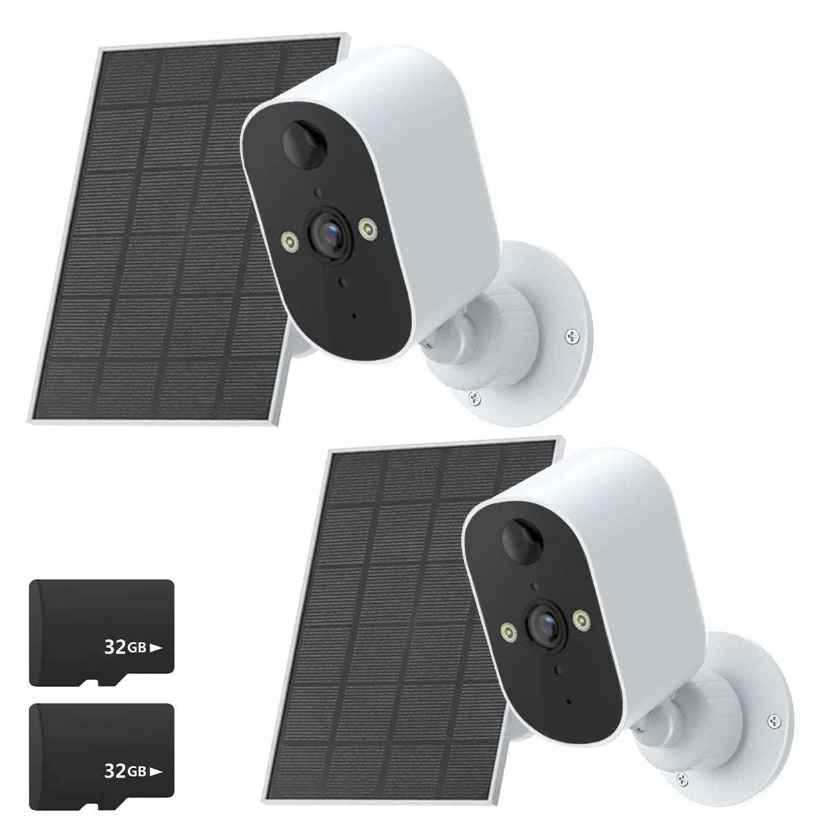 1080P 2-Pack Solar Security Camera Wireless Outdoor Battery Powered-2Pack Cam NO Card / UK Plug