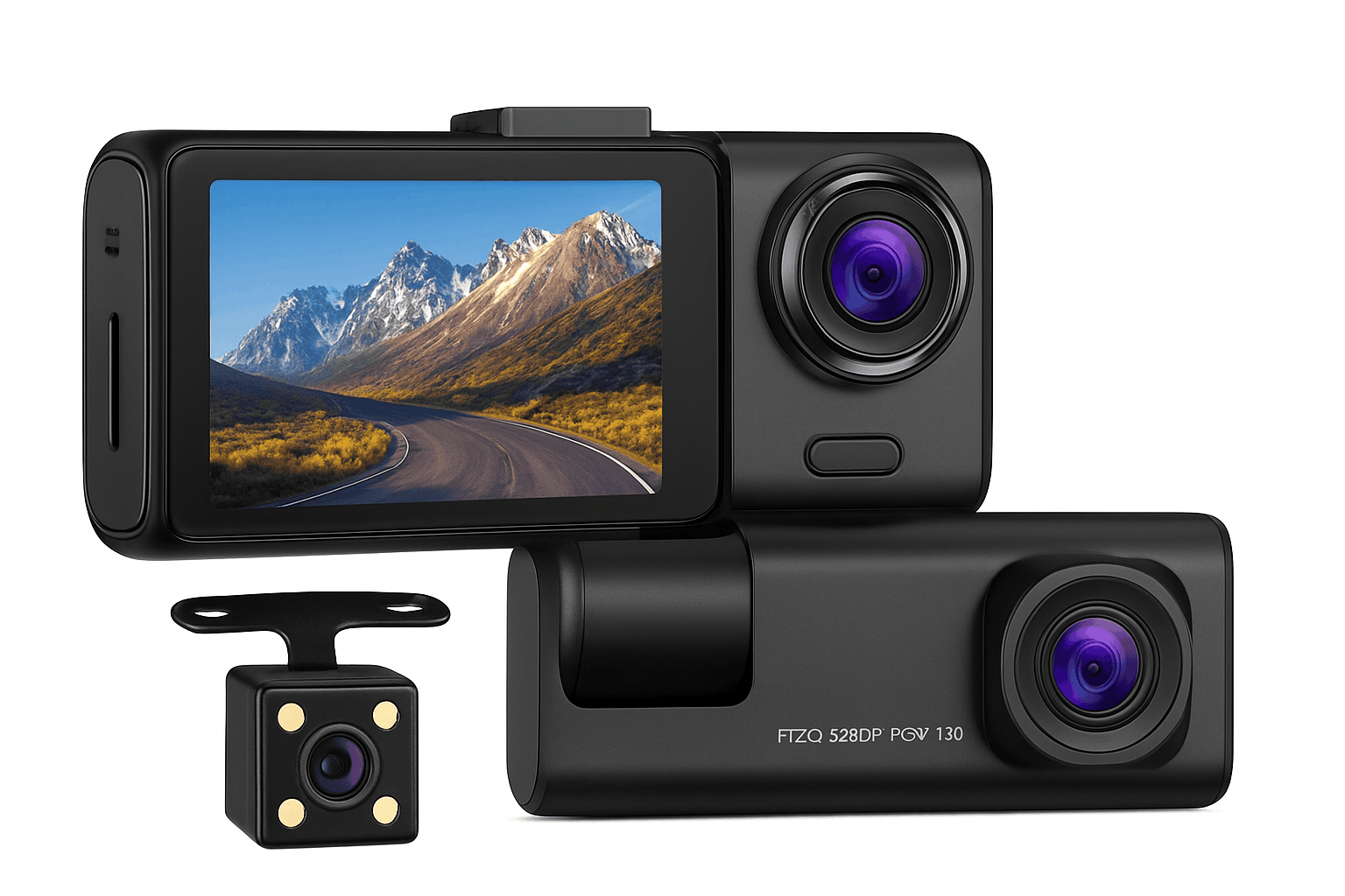 1080P 3-Camera Dash Cam with IR Night Vision-Y30A-no card