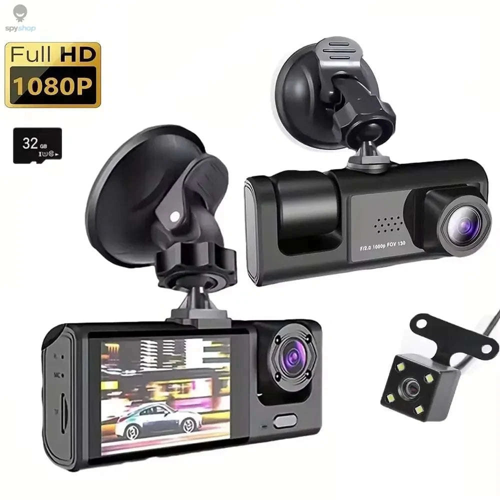 1080P 3-Camera Dash Cam with IR Night Vision-Y30B-no card