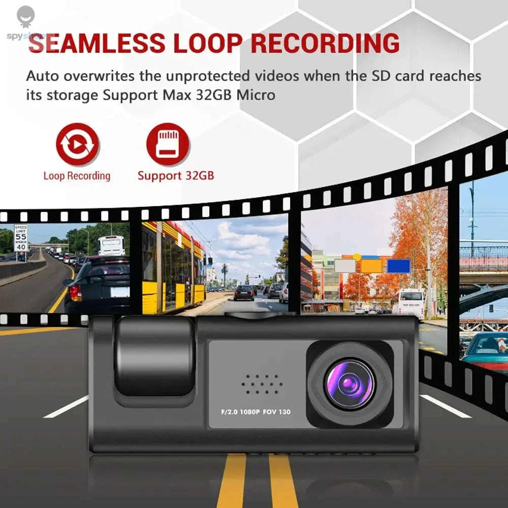 1080P 3-Camera Dash Cam with IR Night Vision-Y30B-no card