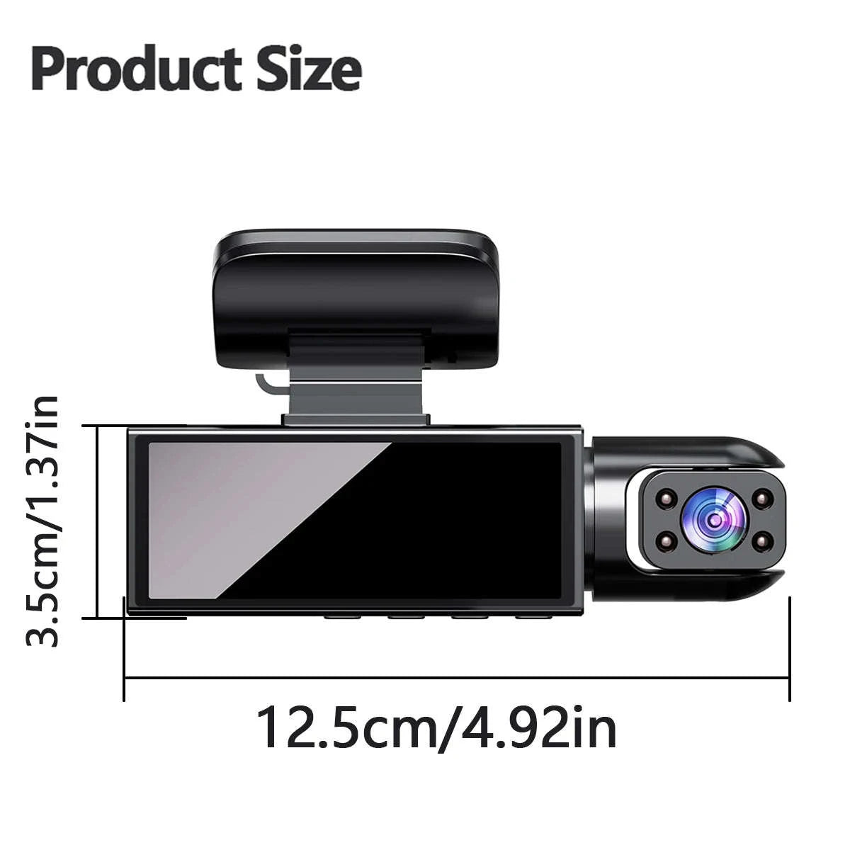 1080P 3-Channel Dash Cam with Front Rear Interior Recording-3-CH-Hardwire kit / No SD Card