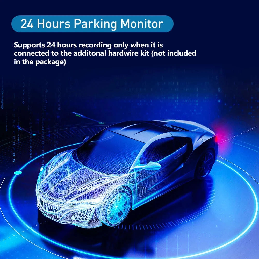 1080P 3-Channel Dash Cam with Front Rear Interior Recording-3-CH-Hardwire kit / No SD Card
