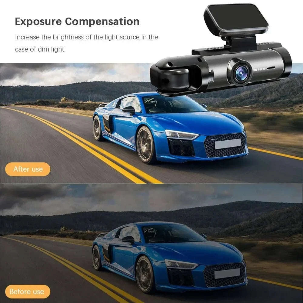 1080P 3-Channel Dash Cam with Front Rear Interior Recording-3-CH-Hardwire kit / No SD Card