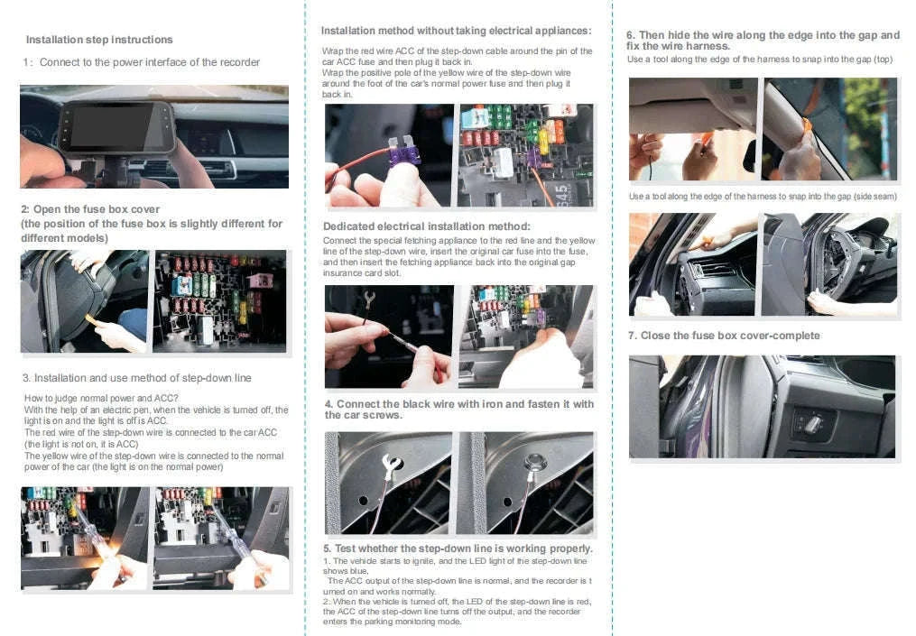 1080P 3-Channel Dash Cam with Front Rear Interior Recording-3-CH-Hardwire kit / No SD Card