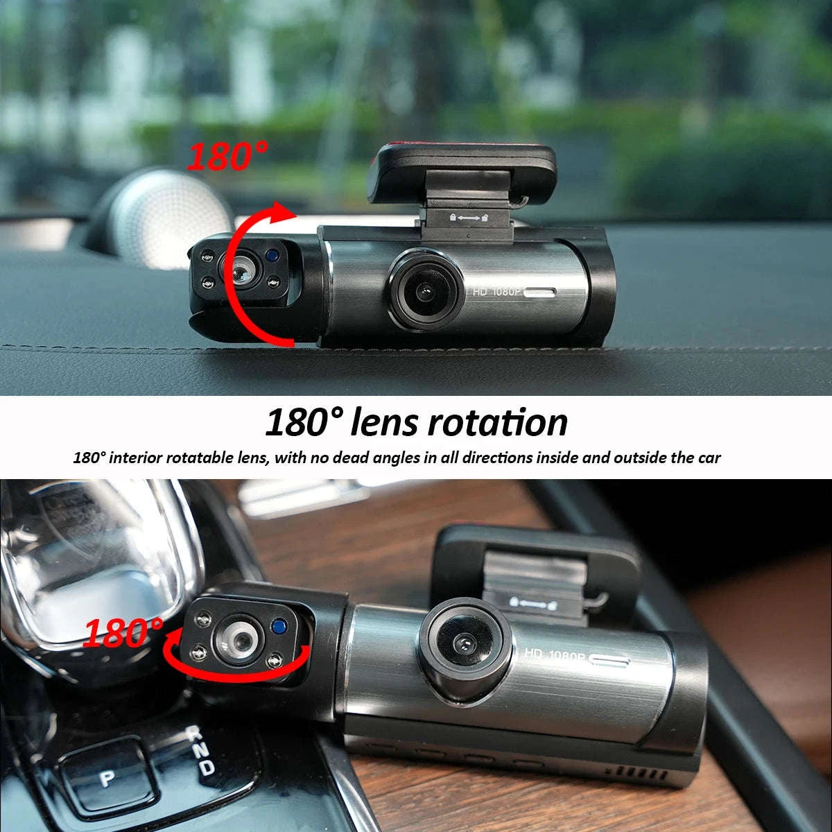 1080P 3-Channel Dash Cam with Front Rear Interior Recording-3-CH-Hardwire kit / No SD Card