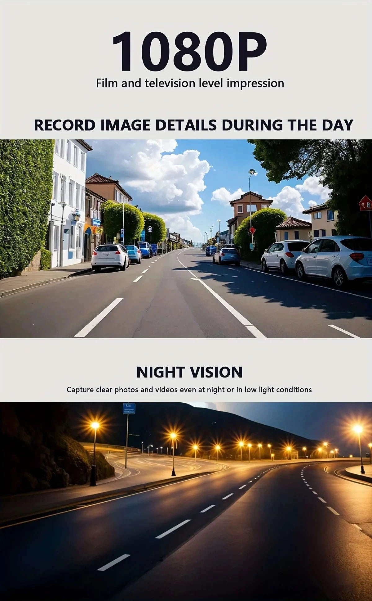 1080P 3-Channel Dash Cam with Front Rear Interior Recording-3-CH-Hardwire kit / No SD Card
