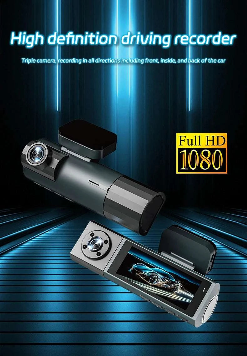 1080P 3-Way WiFi Dash Cam Front Inside Rear with Night Vision-front inside rear / United States