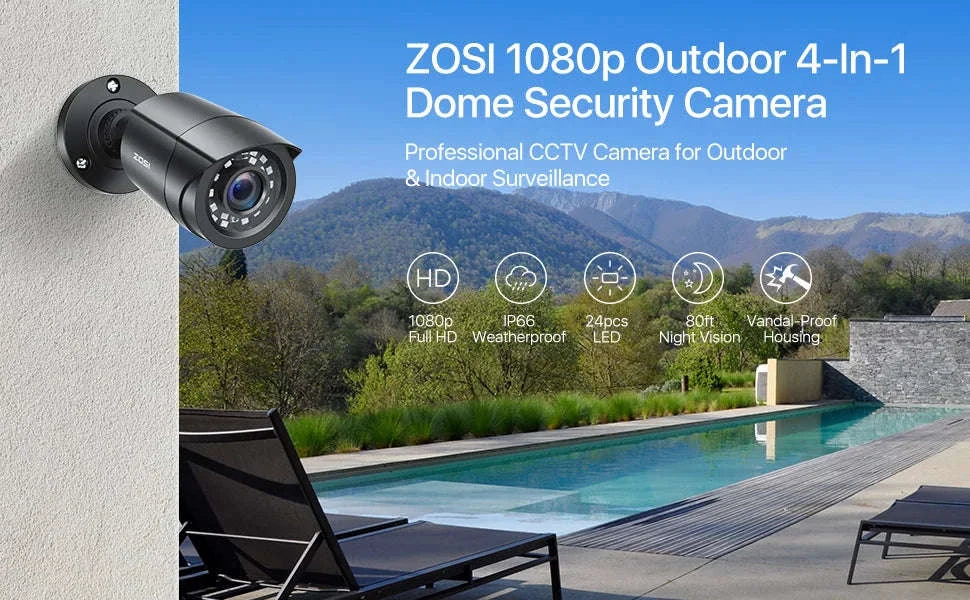1080P 4 Pack HD-TVI Bullet Security Cameras-Black / spain