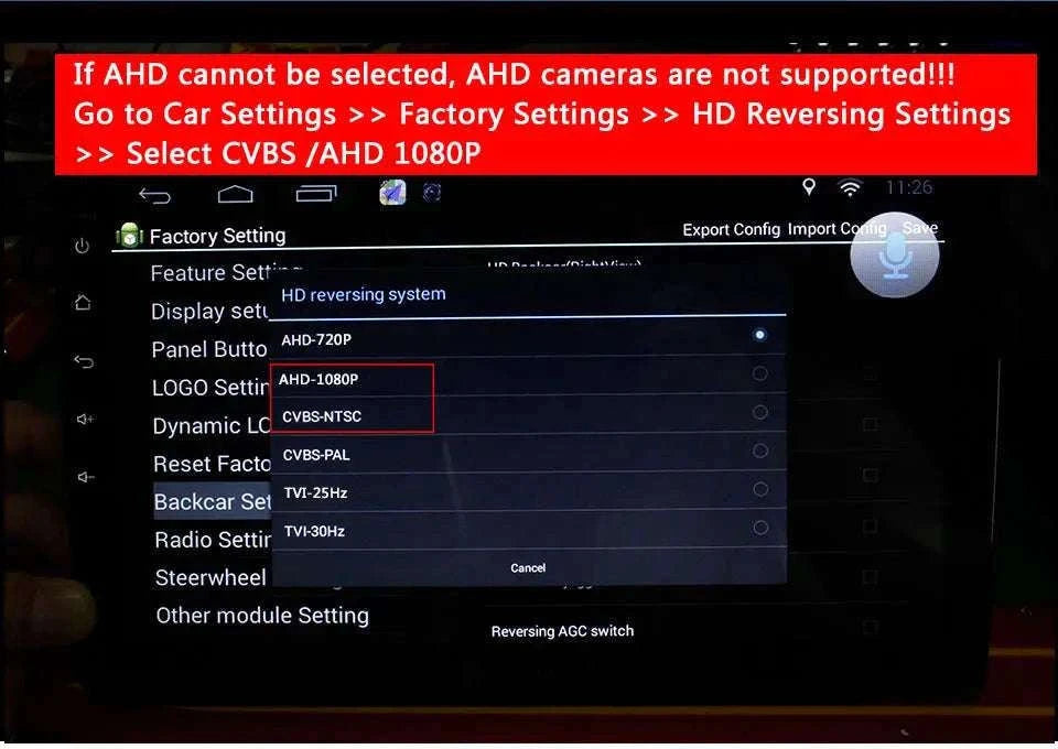 1080P AHD Car Rear View Camera 175° Wide Angle with Guide Lines-CCD 720P